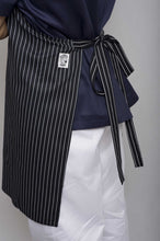 Load image into Gallery viewer, B&amp;W Pin Stripe DELI Length Chefs Bib Apron - Global Chef 