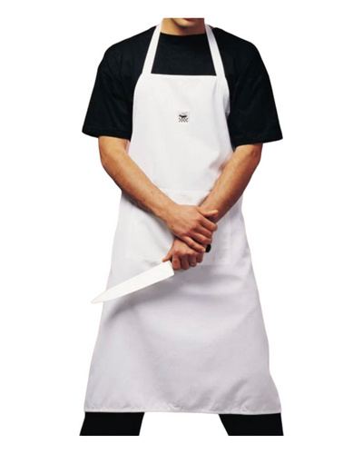 Full Length White Chef Bib Apron (Pocket) - Global Chef 
