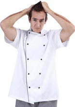 Load image into Gallery viewer, Brigade - Traditional White Short Sleeve Chef Jacket (Black Trim) - Global Chef 