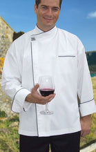 Load image into Gallery viewer, CR - Modern White Long Sleeve Chef Jacket (Black Trim) - Global Chef 