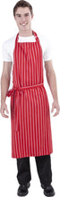 Load image into Gallery viewer, Red &amp; White Stripe DELI Length Chefs Bib Apron - (Adjustable Neck) - Global Chef 