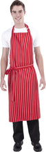 Load image into Gallery viewer, Red & White Stripe DELI Length Chefs Bib Apron - (Adjustable Neck) - Global Chef
