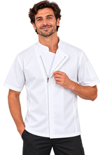 Load image into Gallery viewer, GC - Modern White Zipper Jacket Short Sleeve - Global Chef 