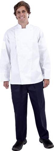 CR - Classic White (Fixed Buttons) Long Sleeve Chef Jacket - Global Chef 