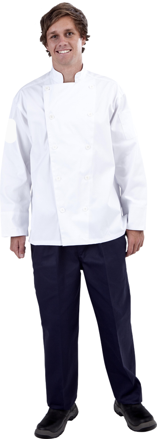 CR - Classic White (Fixed Buttons) Long Sleeve Chef Jacket - Global Chef 