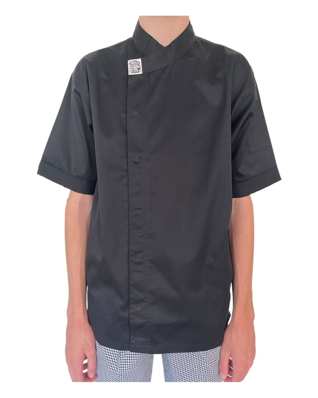 GC-Modern Black Short Sleeve Chef Jacket - Global Chef 