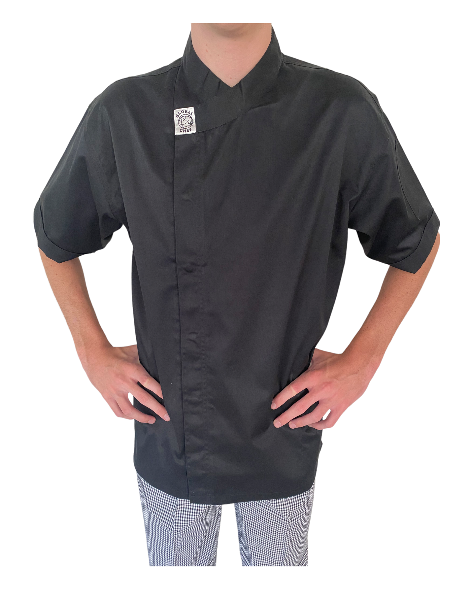 GC-Modern Black Short Sleeve Chef Jacket - Main Image