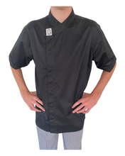 Load image into Gallery viewer, GC-Modern Black Short Sleeve Chef Jacket - Global Chef 