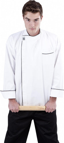 CR - Modern White Long Sleeve Chef Jacket (Black Trim) - Global Chef 
