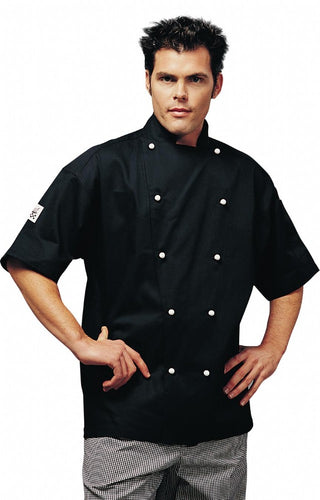 CR - Classic Black Short Sleeve Chef Jacket - Global Chef 