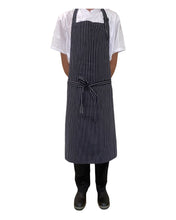 Load image into Gallery viewer, B&amp;W Pin Stripe FULL Length Chefs Bib Apron (Adjustable Neck) - Global Chef 