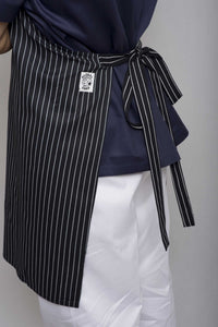 B&W Pin Stripe DELI Length Chefs Bib Apron - Global Chef 