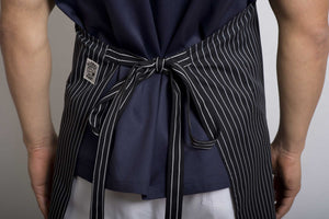 B&W Pin Stripe DELI Length Chefs Bib Apron - Global Chef 