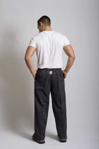 Black & White Pin Stripe Chef Pants - Global Chef 