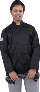 Black Traditional Long Sleeve Chef Jacket - Global Chef 
