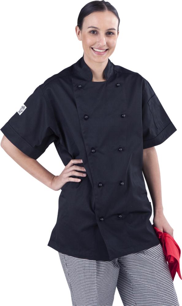 Classic Black Short Sleeve Chef Jacket - Global Chef 