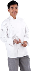 Classic White Long Sleeve Chef Jacket (Ring Snaps) - Global Chef 