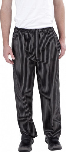 Black & White Pin Stripe Chef Pants - Global Chef 