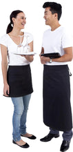 Load image into Gallery viewer, Long Black Waist 3/4 Apron (Pocket ) - Global Chef 