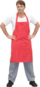 Red & White Stripe DELI Length Chefs Bib Apron - Global Chef 