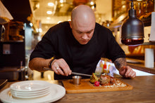 Load image into Gallery viewer, Classic Black Short Sleeve Chef Jacket - Global Chef 