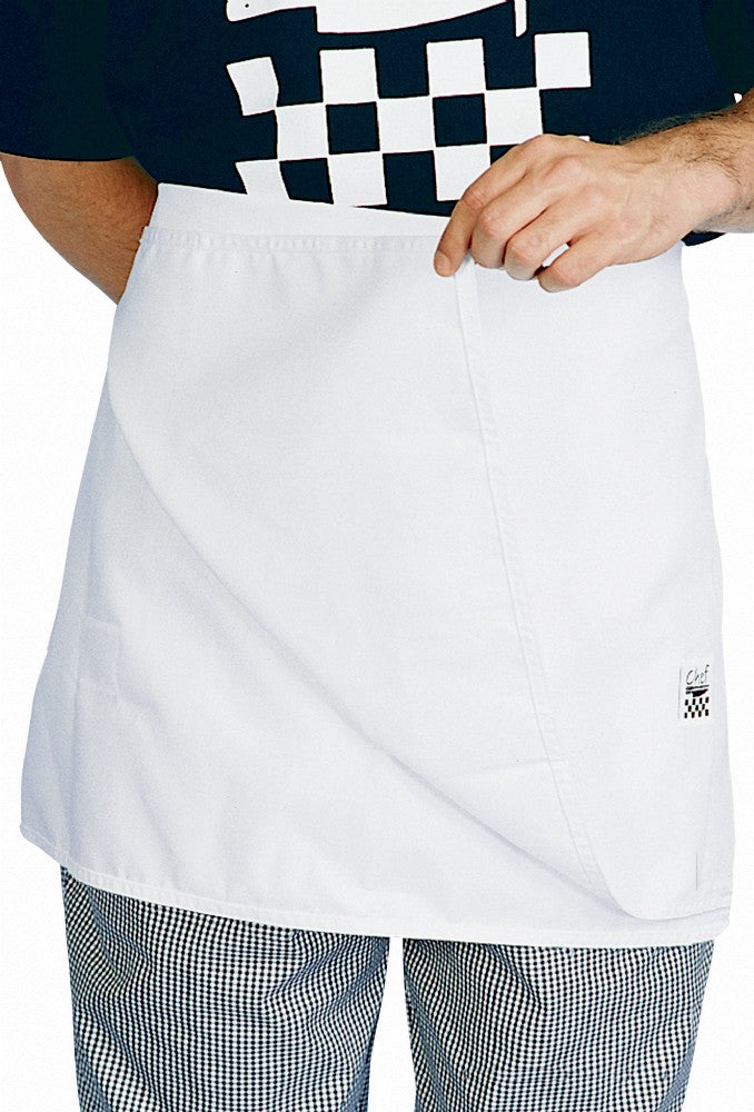 White Chefs Waist 1/2 Apron (4 Sided) - Global Chef 